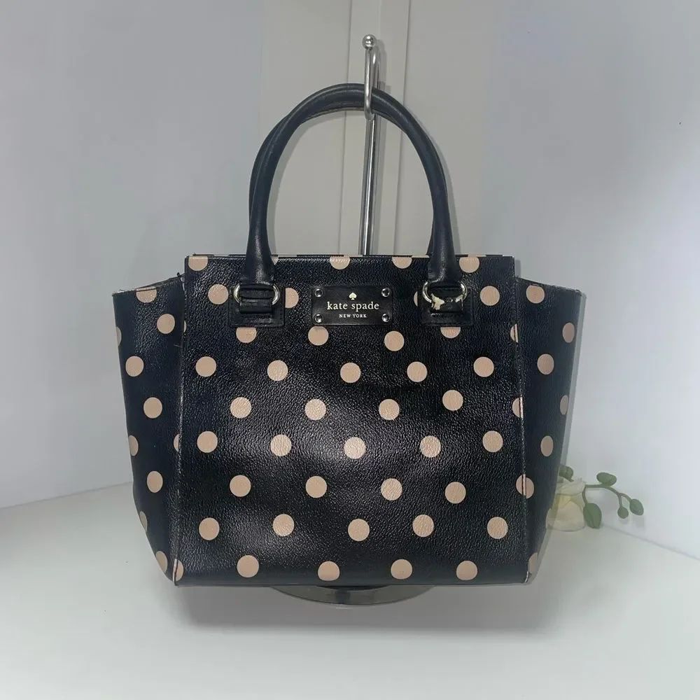 Kate Spade Black and Tan Polka Dot Satchel